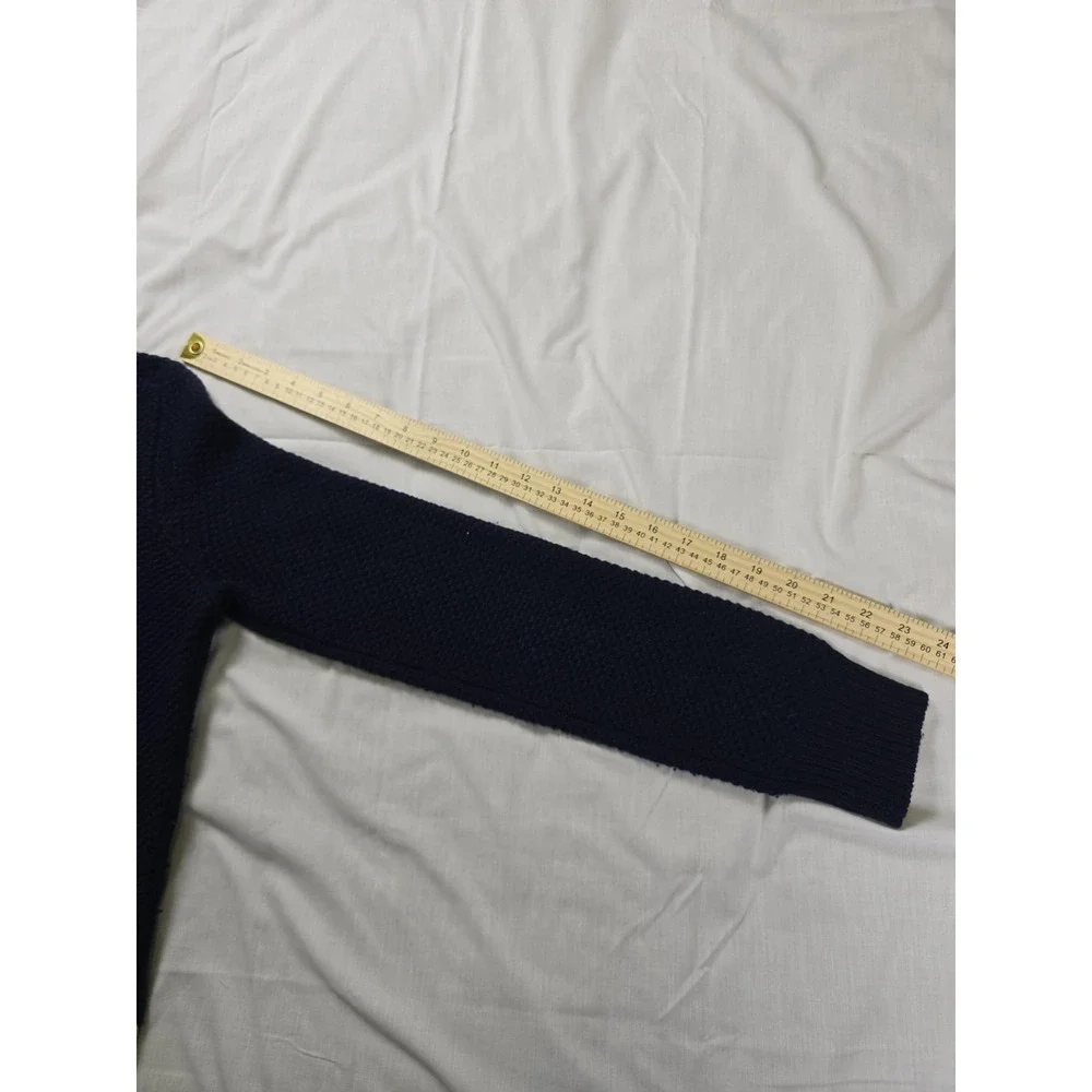 J.Crew Sweater Womens Small Navy Wool Shirttail Hem‎ Back Zip Layered Crewneck